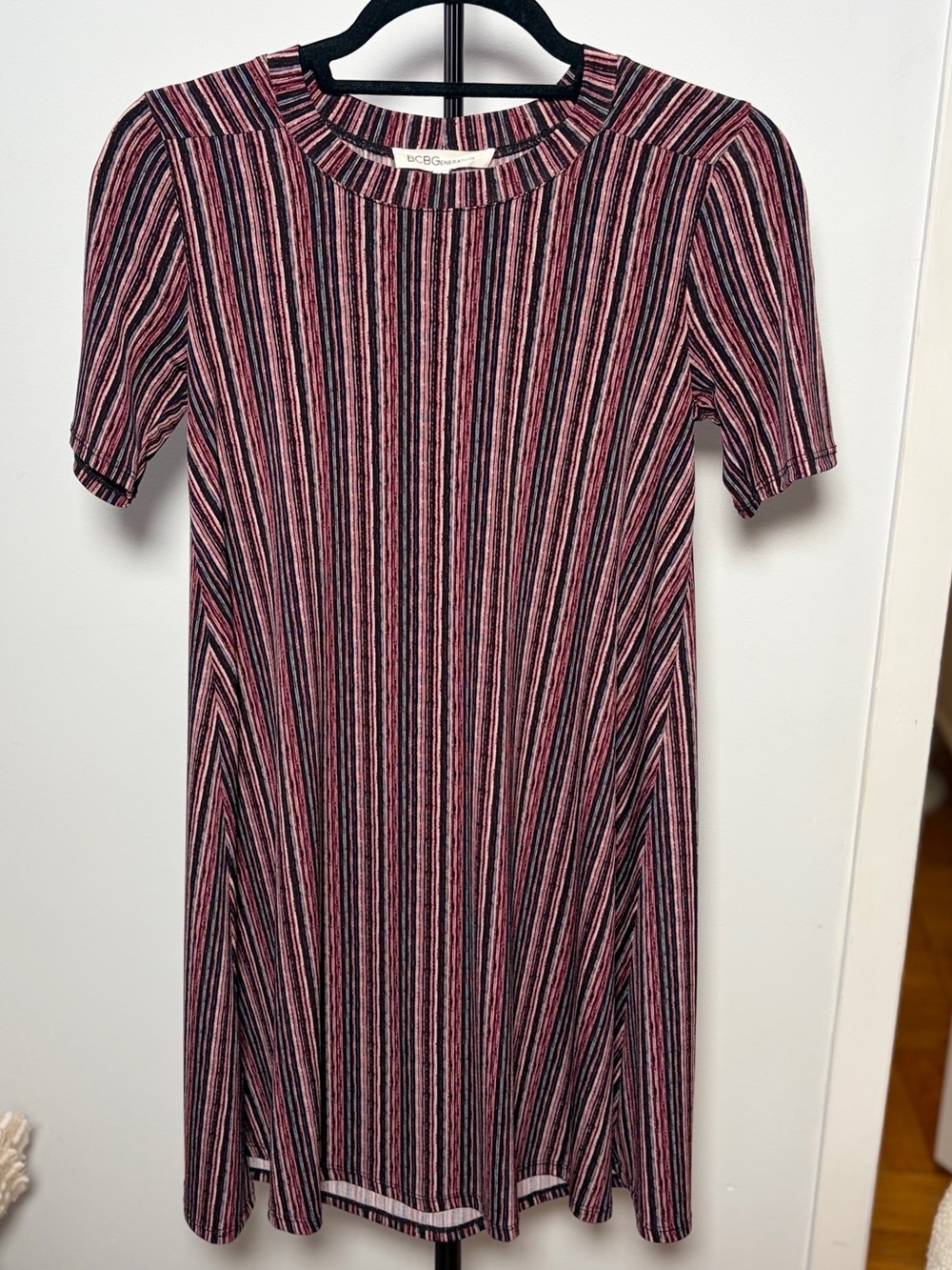 BCBGeneration Pink and Black Striped Dress
